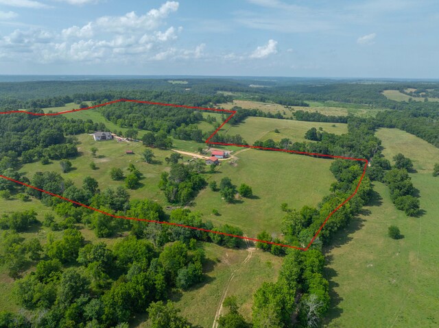 drone / aerial view with a rural view