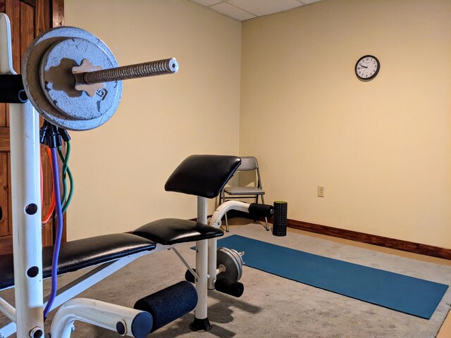 workout room with carpet floors