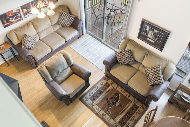 living room with wood-type flooring