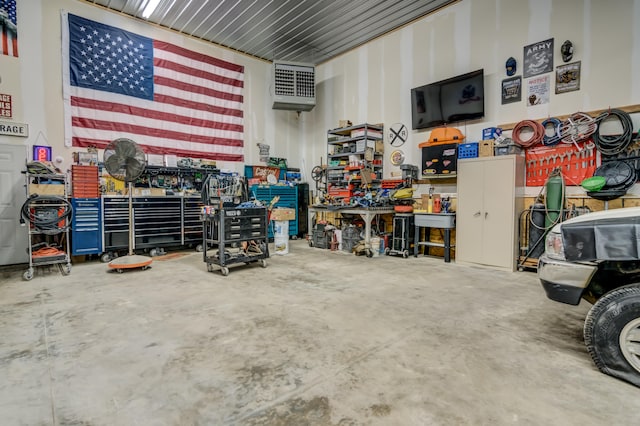 garage featuring a workshop area