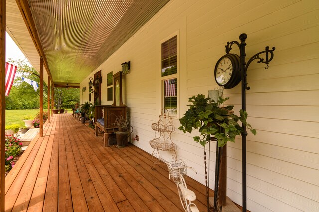 wooden deck featuring a porch