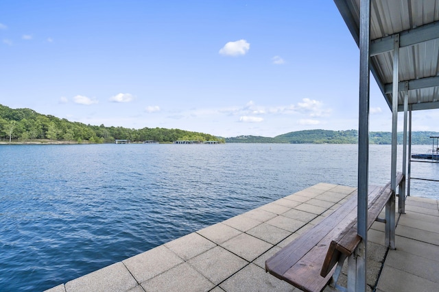 view of dock featuring a water view