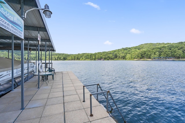 view of dock featuring a water view