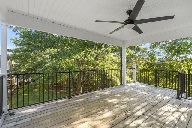 wooden terrace with ceiling fan