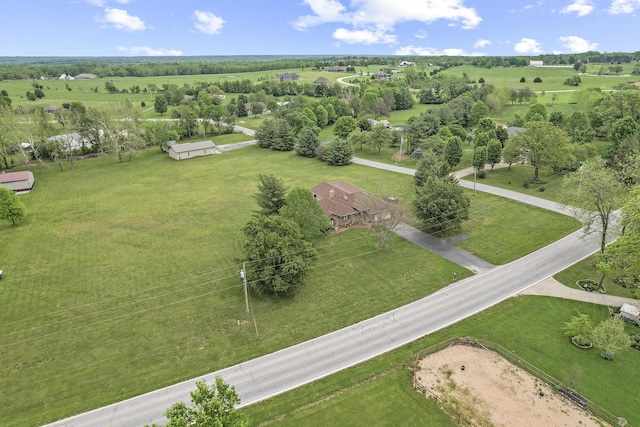 birds eye view of property with a rural view