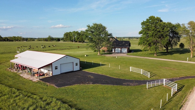 bird's eye view with a rural view