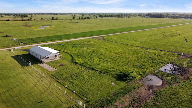 aerial view featuring a rural view