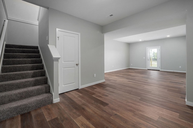 interior space featuring dark wood-type flooring