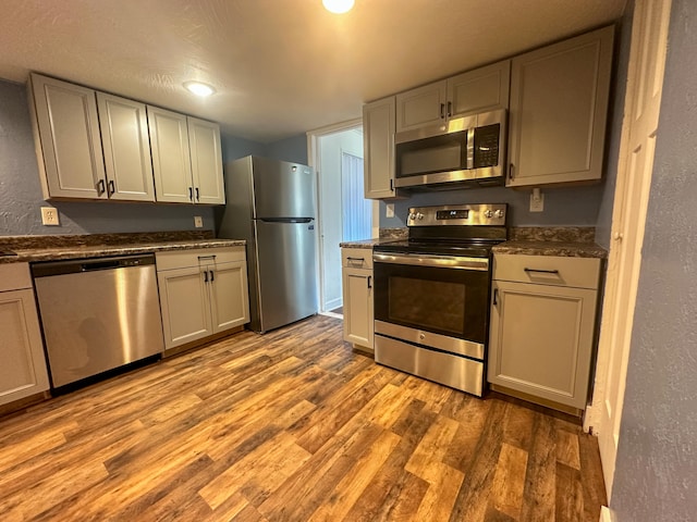 kitchen featuring stainless steel appliances and light wood-type flooring