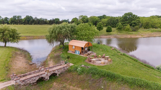 exterior space featuring a water view