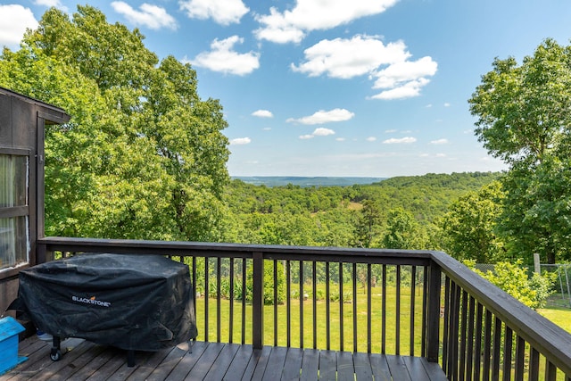 wooden deck featuring a yard and grilling area