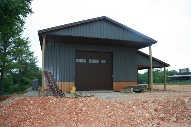 exterior space featuring a garage