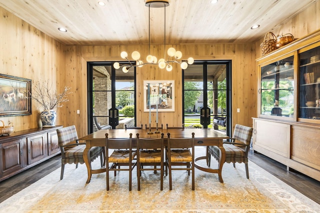 5233 S Stirling Way, Springfield, MO 65809 - dining room with wood ceiling, plenty of natural light, wood finished floors, and wood walls
