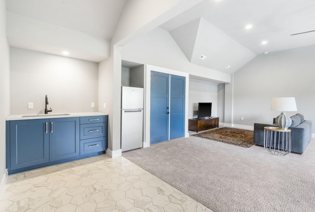5233 S Stirling Way, Springfield, MO 65809 - interior space with recessed lighting, vaulted ceiling, light carpet, and a sink