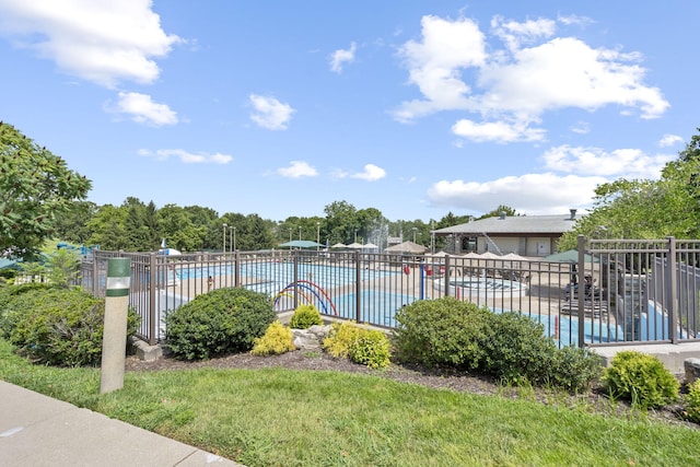 view of pool featuring a patio