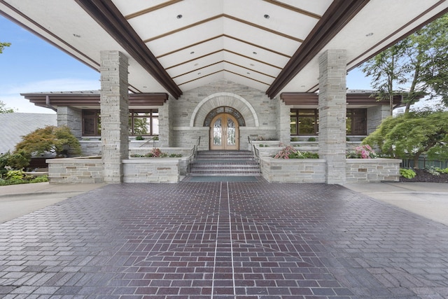 exterior space featuring french doors