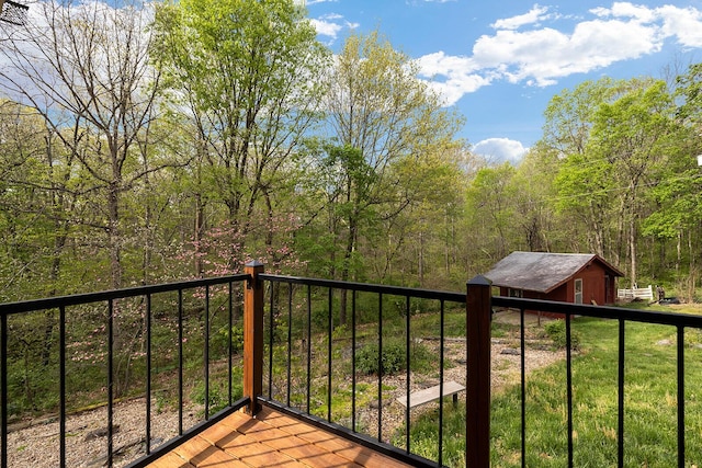 balcony with a wooded view