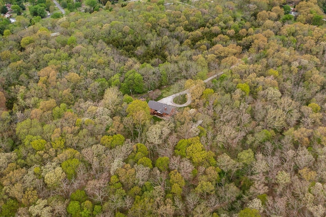 aerial view featuring a forest view
