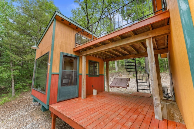 228 Cabin Ln, Kissee Mills, MO 65680 - wooden deck with stairway