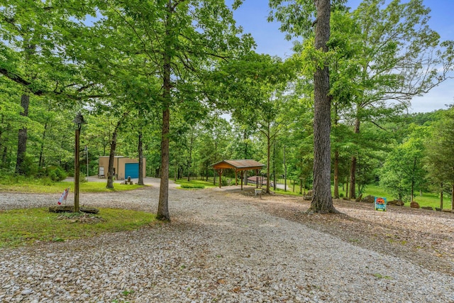 228 Cabin Ln, Kissee Mills, MO 65680 - view of property's community with a gazebo, an outbuilding, gravel driveway, and a carport