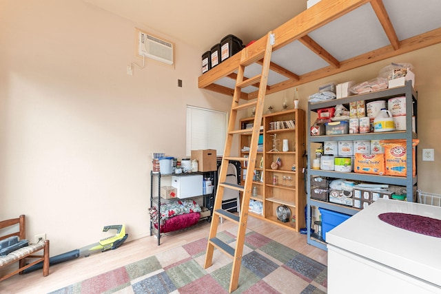 storage area with a wall unit AC