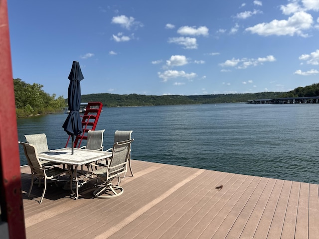 dock area featuring a water view