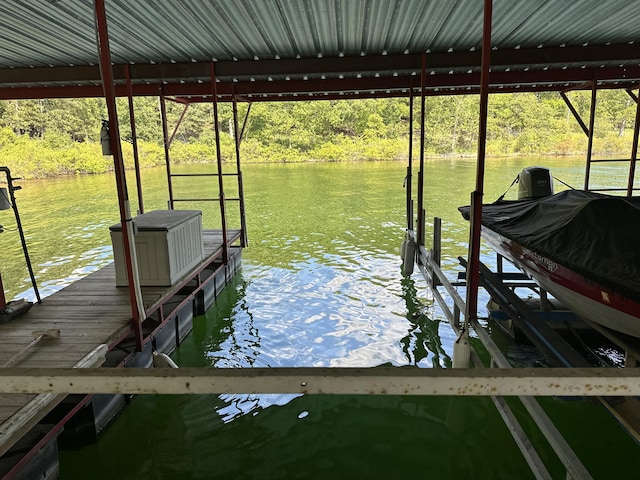 view of dock featuring a water view