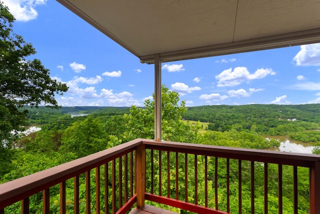 wooden deck with a water view