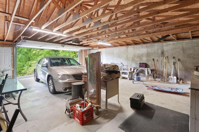 garage with a garage door opener