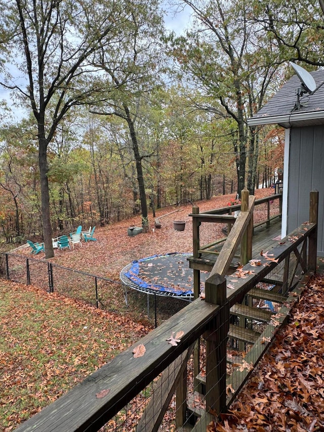 view of yard with a trampoline