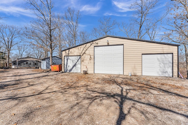 view of detached garage