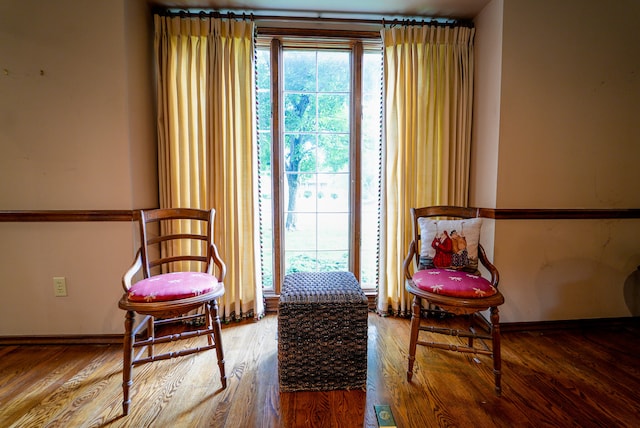 living area featuring hardwood / wood-style flooring