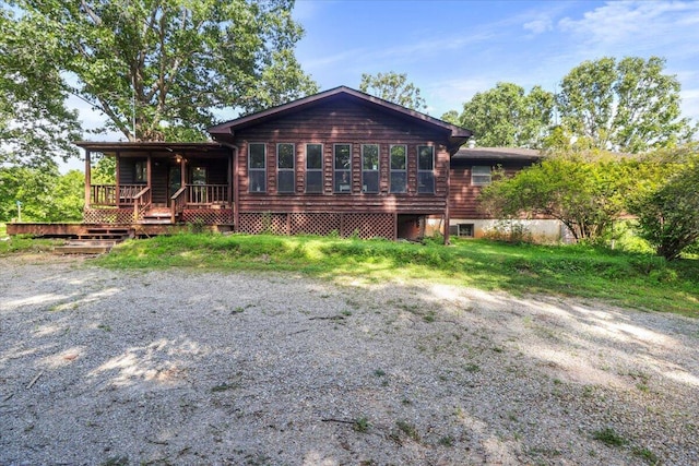 view of front of house with a deck