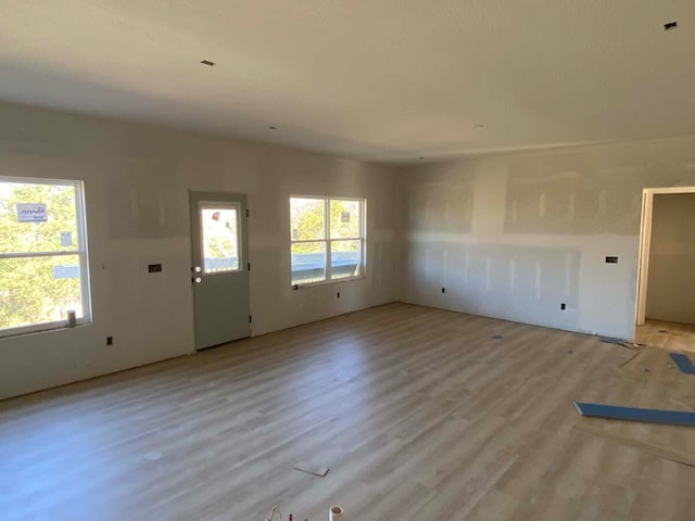 unfurnished living room with plenty of natural light and light hardwood / wood-style floors