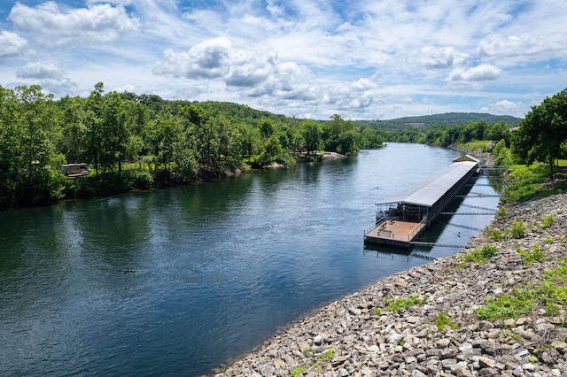 property view of water featuring a boat dock