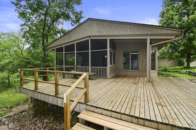 deck featuring a sunroom
