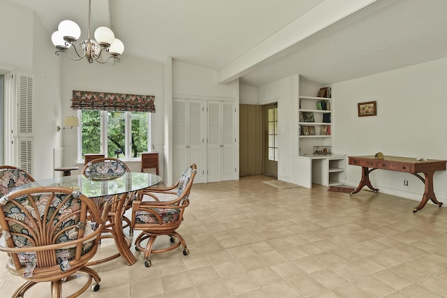 dining area with a notable chandelier