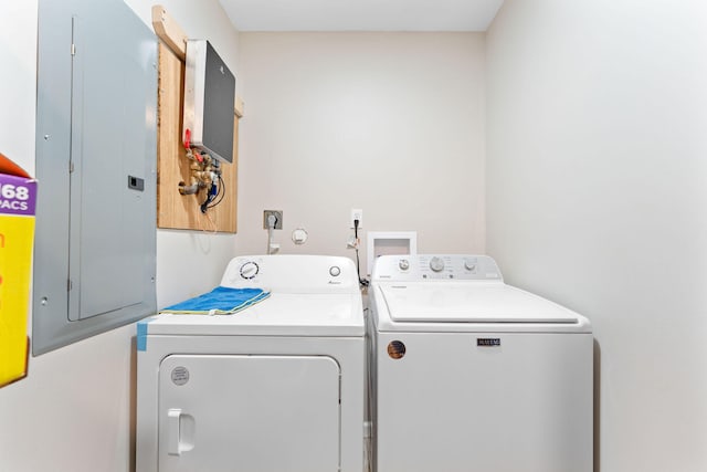 laundry room with washer and clothes dryer and electric panel