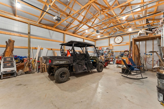 garage with a garage door opener