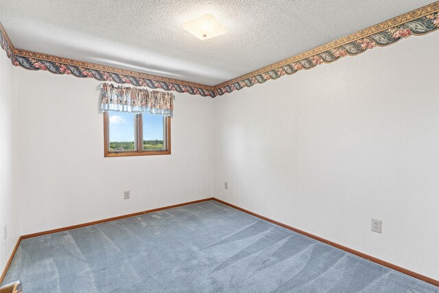 empty room with carpet and a textured ceiling