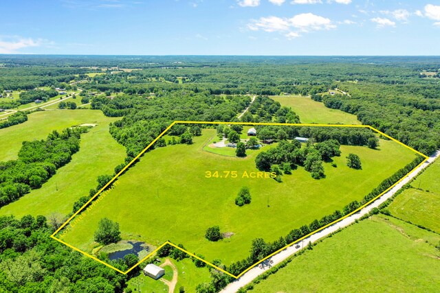 bird's eye view featuring a rural view