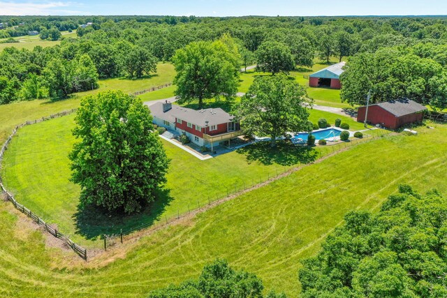 bird's eye view featuring a rural view