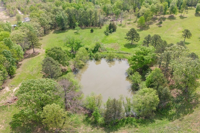 bird's eye view featuring a rural view and a water view