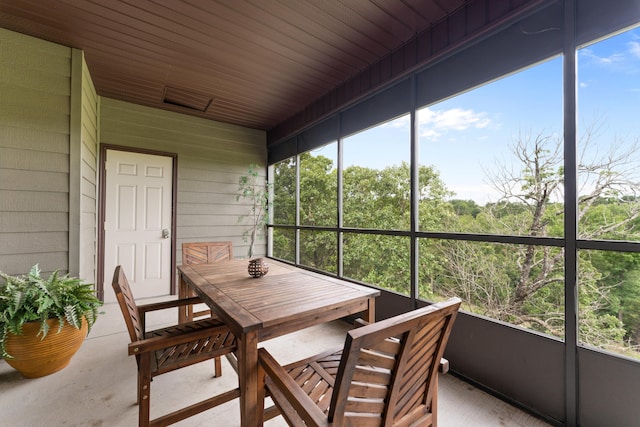 sunroom / solarium featuring wood ceiling and a wealth of natural light