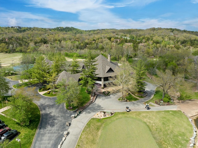aerial view with a forest view