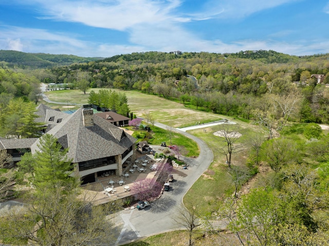 aerial view with a forest view