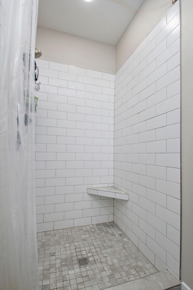 bathroom featuring a shower with shower curtain