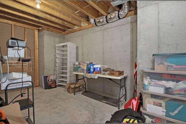view of unfinished basement