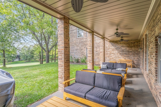 view of patio / terrace with an outdoor hangout area and ceiling fan