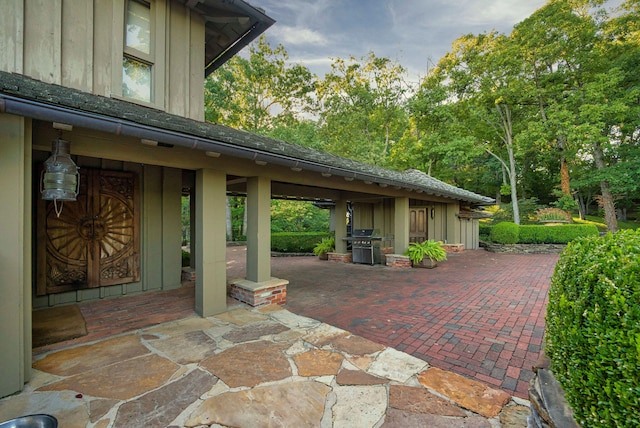 view of patio / terrace with a grill